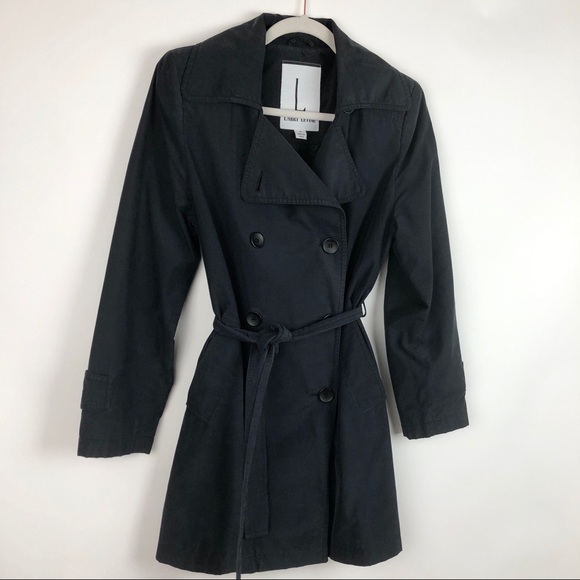 Larry Levine Navy Trench Coat - Picture 2 of 13